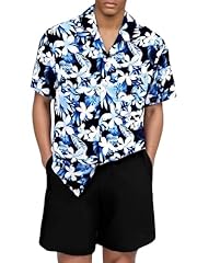 Navy White Floral Black Shorts