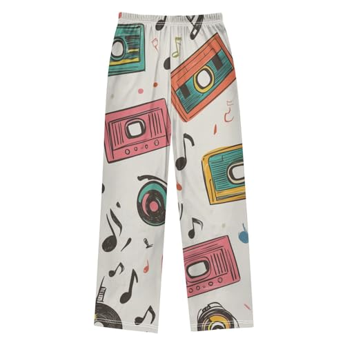 ZZXXB Colorful Cassette Tape Boys Long Pants Soft Trousers Elastic Waist Kids Lounge Bottoms with Pockets S-XL2