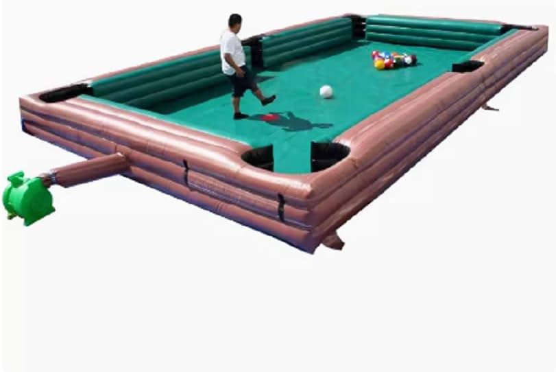 8x5m Inflatable Snooker Football Pool Snooker Table for Events Carnival Games, Red green