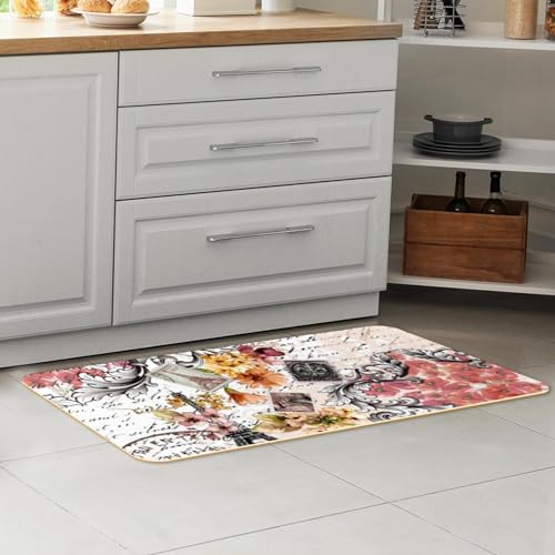 Tapetes de cocina absorbentes, juego lavable de 2 piezas con diseño Torre Eiffel 7