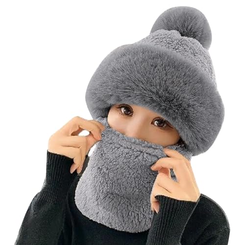 Cachecol feminino 3 em 1 máscara peludo feminino ciclismo à prova de vento cachecol chapéu com cache