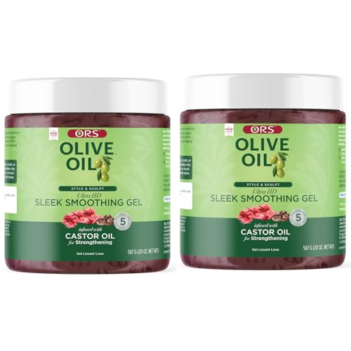 ORS Olive Oil Style & Sculpt Ultra HD Sleek Smoothing Gel with Castor Oil 20 Ounces (Pack of 2)