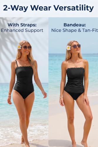 Image of Daci Women Strapless Tankini Tummy Control 2 Piece Bandeau Swimsuit