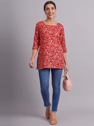 Image of PATLANI Women's Cotton Printed Short Fullstitched Kurti /Kurtas.