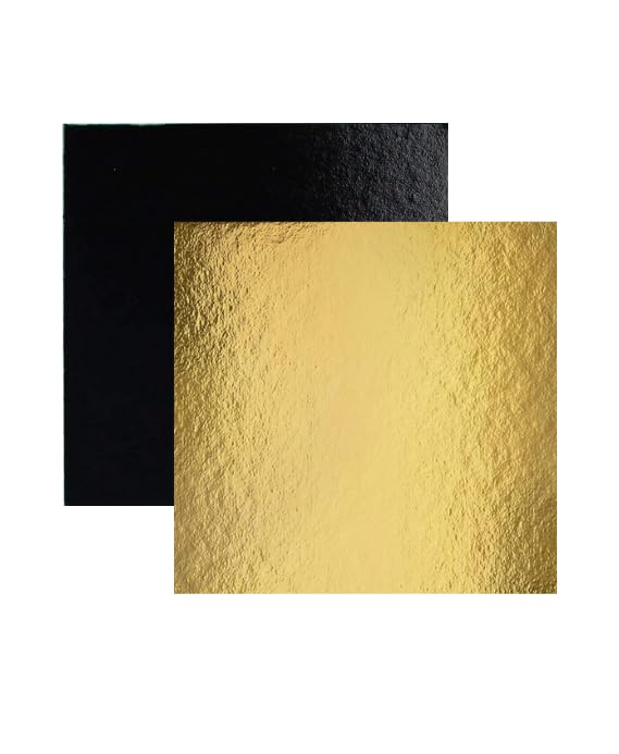 Générique Lot de 50 Supports à Gâteaux - 20 x 20 cm Carré - Carton Réversible Doré & Noir - Ustensile Pâtisserie Boulangerie - Cake Board - Semelles à...