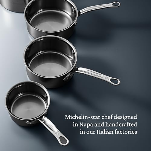 Image of Hestan NanoBond Molecular Titanium Saucepan with Lid, 1.5-Quart - PFAS-Free Stainless Steel, 4x Stronger, 1050F Oven Safe, Induction Compatible, Handcrafted Italy