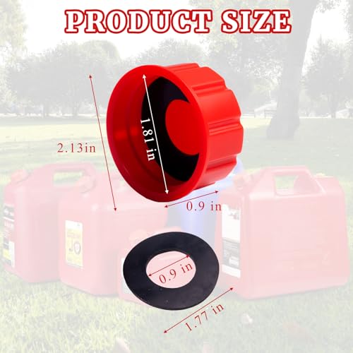 4 PACK Gas Can Cap with Sealing Gasket Fit for 1 2 3 and 5 Gallon Cans Coarse Thickened Thread Multi-function Replacement Cover Leakage Prevention Fuel Can Lids Convenient Installation Red