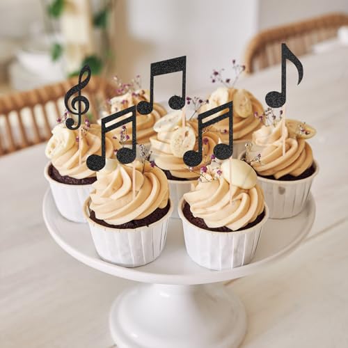 Hariendny 590262_1_DAAKXI4M 36 Pcs Music Notes Cupcake Toppers Glitter Musical Symbol Cupcake Picks Music Notes Party Decorations thumb #2