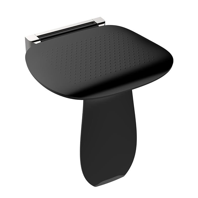Asiento Ducha Plegable Pared Montada, Silla Abatible Ducha Montado en la Pared ，Taburete Baño Banqueta Ducha para Personas Mayores Minusvalidos Adultos (Negro)