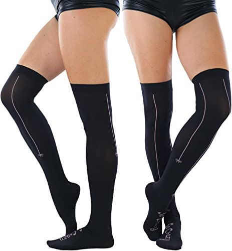 Image of ToBeInStyle Women's Spiderweb & Crawling Spider Print Hosiery Tights & Thigh High Stockings