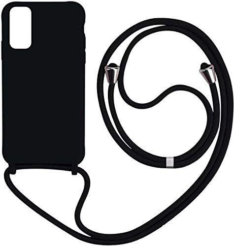 Bigcousin Coque Compatible avec Samsung Galaxy Note 20 Ultra,Coque avec Cordon,Étui de Protection en Silicone avec Collier Case Réglable Cover,Noir Cover