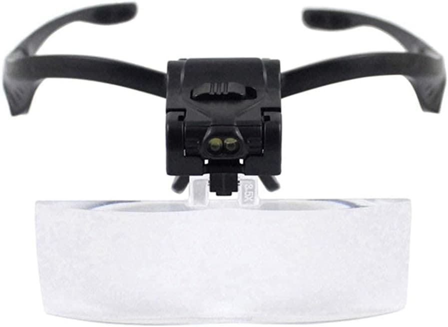 Lupa Frontal, Manos Libres, con Lámpara Led, 5 Juegos De Lentes HD 1X 1.5X 2X 2.5X 3.5X, Gafas De Lectura, para Periódicos, Soldadura, Reparación Y Mantenimiento De Joyería.