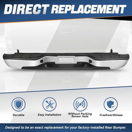 Image of Auto Dynasty Rear Step Bumper for 99-06 Silverado Sierra 1500 2500, Chrome