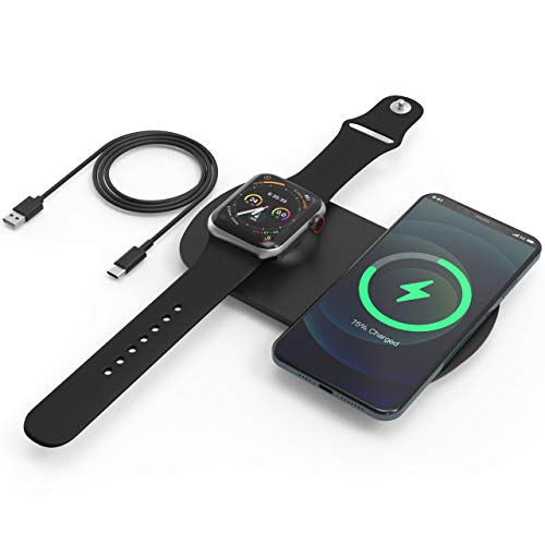 Get Cheap Price Wireless Charging Station for Multiple Devices, 2-in-1 Qi-Certified Fast Wireless Charger Compatible with iPhone 12/12 mini/12 Pro, iWatch, AirPods and More(No AC Adapter)