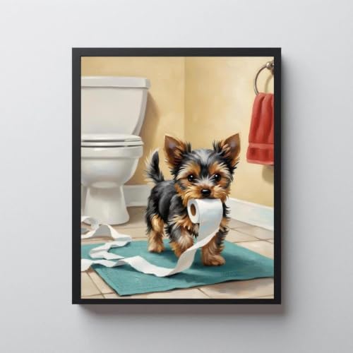 Peinture sur toile papier toilette chien rigolo affiche décoration salon et WC