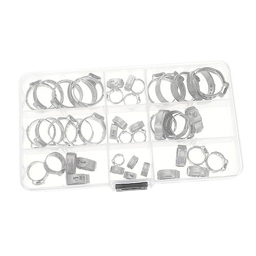NAMOARLY 45pcs Hose Clamp Hose Clamp Single Ear Pipe Clamps Cinch Crimp Rings Adjustable Pipe Clamps Stainless Hose Clamps Hose Clip Water Pipe Fixed Clip Clamp for Stainless Steel Silver