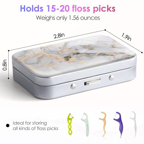 Image of Portable Dental Floss Case - Easy to Store Floss Picks, Perfect for Travel, Hotels, Dinners, Appointments, Light Grey Marble, 1 Foot (Pack of 1), Modern