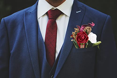Ipopu 500Pcs Mini Roses For Crafts Burgundy Flowers Artificial With Small White Roses Foam Flowers Fake Flower Heads For Baby Shower Decorations Table Arrangement Centerpiece (Burgundy&White) #TOP7