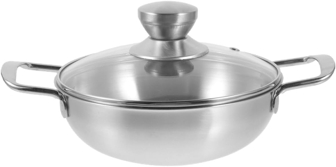 KESYOO 1Set Portable Outdoor Wok with Double Handles Stainless Steel Household Hot Pot for Camping and Picnics Easy to Clean Cooking Pan Durable Kitchen Supply