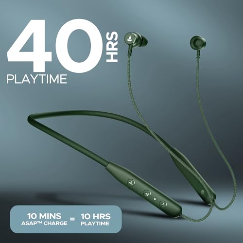 Image of Boat Rockerz 110 /Rockerz 109 Wireless in Ear Neckband with Up to 60 Hrs Playtime,Dual Device Pairing,Enx Tech,Beast Mode,ASAP Charging,Btv5.3,IPX5,Type-C Interface & Magnetic Power Buds(Fern Green)