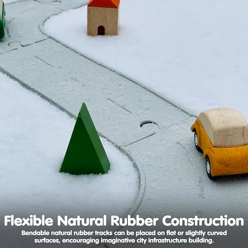 Image of PlanToys Rubber Road & Rail Expansion Tracks Set C Montessori Play Accessory | Imagination, Problem Solving and Creative World Building | Eco Friendly Track Set