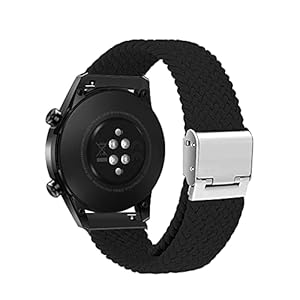 Niboow 20mm Armband für Huawei Watch GT 3 Pro 43mm/GT 3 42mm/GT 2 42mm/Watch 2/Honor Magic Watch 2 42mm, Nylon Geflochtenes Armbänder für Garmin Vivoactive 5/Venu Sq 2 Music/Venu 2 Plus – Schwarz