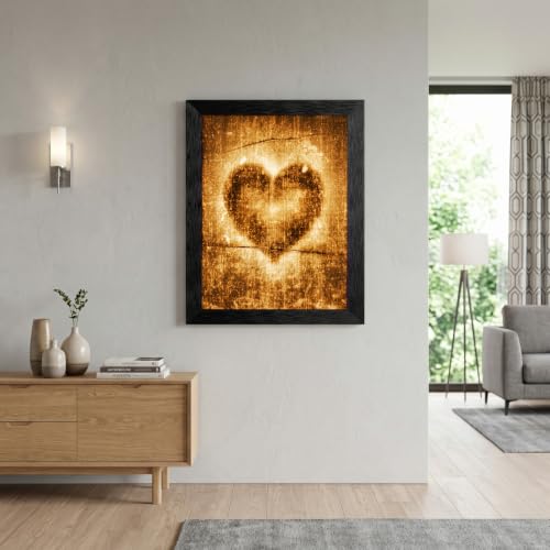 Framed Canvas Wall Art Ethereal Radiant Heart Amber and Gold Scratched Texture Canvas Print Poster Black Frame Wall Decor for Living Room Office Spiritual Art, Modern Decor - Inch 8x10 - Image 7
