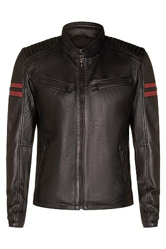 Men's Black Leather Vintage Casual Bomber Jacket