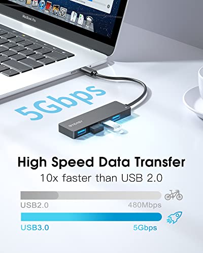 Usb-C Hub, Byeasy 4 Port Type C To Usb 3.0 Adapter, Ultra Slim Portable Usb C To Usb Hub Applicable For Imac Pro, Macbook Pro, Ipad, Pc, Usb Flash Drives, Tesla Model 3 And Mobile Hdd #TOP2