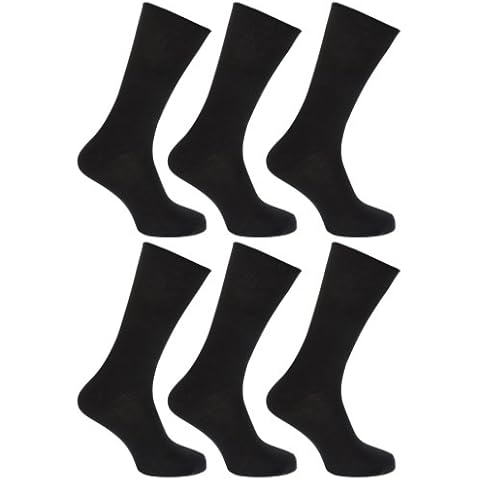 FLOSO® Womens/Ladies Plain 100% Cotton Socks (Pack Of 6) (6-9 US) (Black) Cover