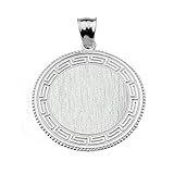 Claddagh Gold 925 Sterling Silver Round Engravable Greek Key Charm Pendant