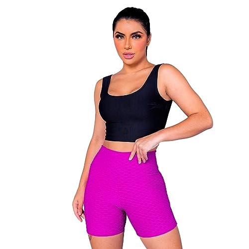 Shorts Bolha Feminino Academia Suplex Básico Donna Martins Cor:Roxo;Tamanho:GG