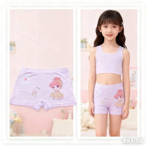Image of Kids Girls Cotton Underwear Shorts Boxer Briefs Panties - Pack of 4 - Multicolor and Multi Pattern