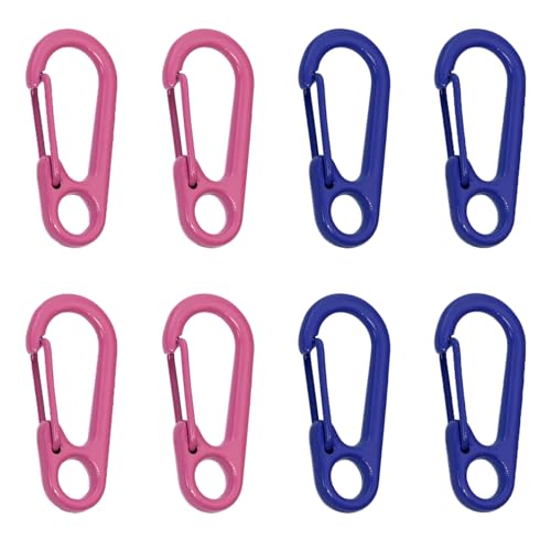 Mini Skater 1.24" Small Alloy Spring Clips Paracord Keychain Spring Gate Snap Hooks for Work Car Key Rings Dog Tags Belt Loop Outdoor Traveling Backpack Accessories, 8PCS (Dark Blue and Dark Pink)