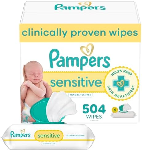 Pampers Baby Wipes Sensitive, Water Based Hypoallergenic and Unsc...