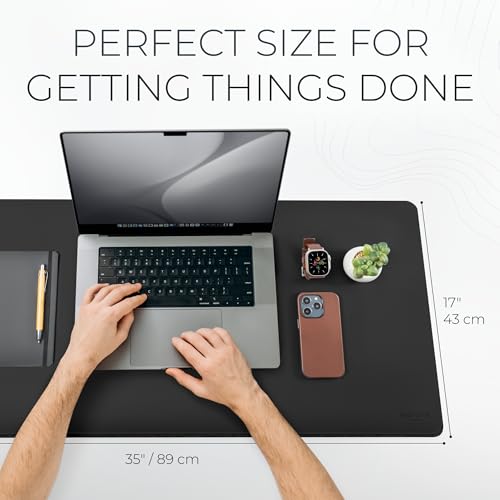 Image of Nordik Felt and Leather Desk Mat - Dual Layer True Black 35 x 17 in