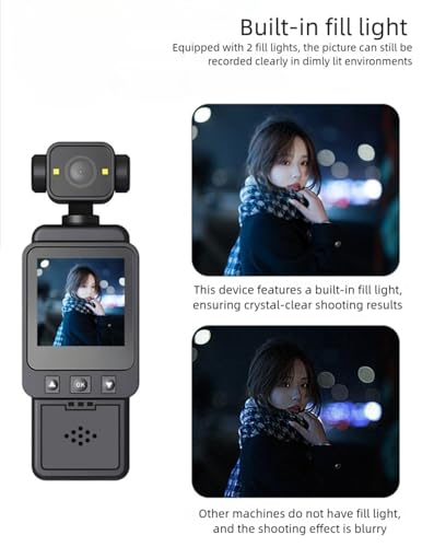 Caméra vidéo portable HD 1080p stabilisée avec lumière LED et WiFi intégré - 5