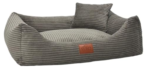 Leo4dog Hundebett Cord Waschbar Bezug Für kleine mittelgroße und große Hunde Hundekissen Hundesofa Hundekorb (Braun, M 80x60)