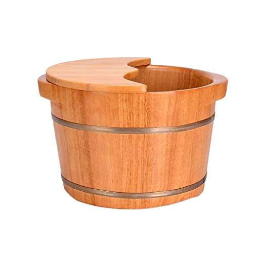 Cubo de madera para baño de pies con tapa, barril de roble