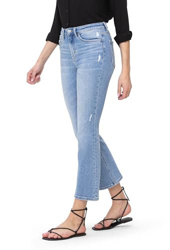 Flying Monkey, High Rise Crop Flare Jeans, Medium Blue4