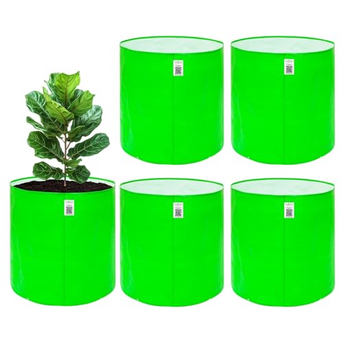 Image of Anandi Green'sHDPE 24x24 Inch Pack of 5 Extra Large Grow Bag 260 GSM Round for Big Fruit Trees - Lemon, Guava, Papaya, Pomegranate, Banana | Tree Planter Pot for Terrace & Garden