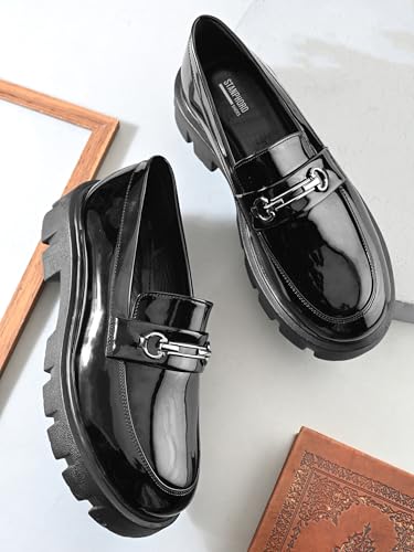 Image of STANPHORD Mens Loafers Stanphord Men's Slip On Loafers Shoes | Comfortable Lightweight Stylish Footwear for Casual, Formal TPZN 2231 Black-7