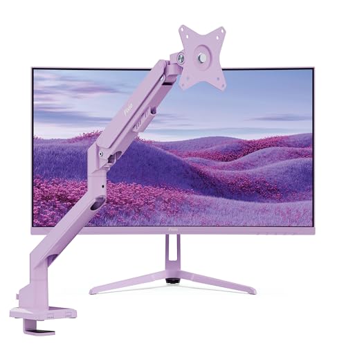Image of Pixio PXC248WAVE Purple 24 inch 200Hz Refresh Rate FHD 1080p Resolution 1500R Curve Fast VA Panel 1ms GTG Response Time HDR Curved Gaming Monitor and PS1S Wave Purple Single Monitor Arm