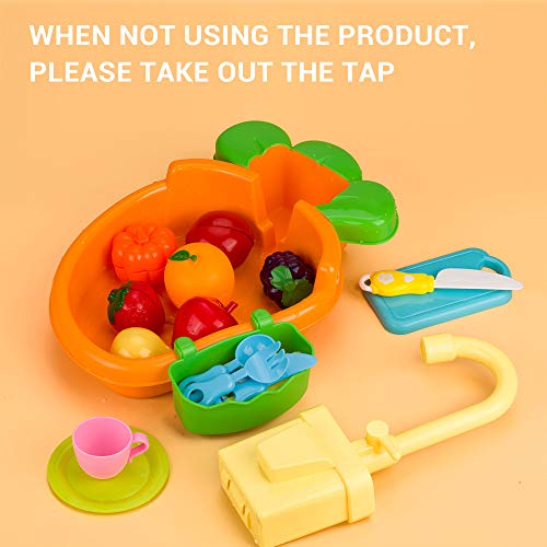 GrowthPic Play Kitchen Sink Toy Set, Water Toys for Kids with Electronic Dishwasher, Pretend Play Utensils Accessories and Play Cutting Food for Boys and Girls