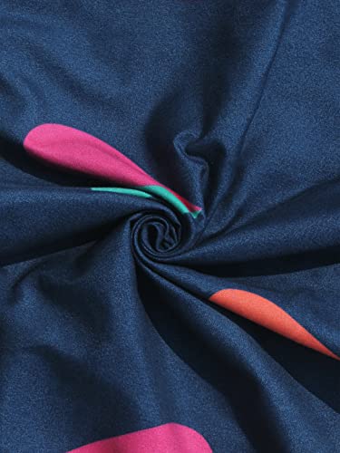 Image of King Size Microfibre Decorative Pillow Covers, Navy Blue Multicolour Heart Print-50 cm x 75 cm (6, Blue 1)