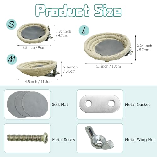 Image of Hamiledyi 3 PCS Bird Nest for Cage Handmade Cotton Weave Hemp Rope Parrot Breeding Nest Hatching Bird Bed Parakeet Nesting Box for Budgie Cockatiel Conure Lovebird
