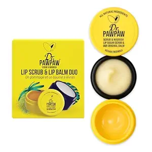 Dr. PawPaw Lip Scrub and Lip Balm Duo - Hydrating Lip Balm with Pawpaw, Aloe, Olive and Castor Oils - Vegan Lip Scrub For Sensitive Skin - (Pack of 2)