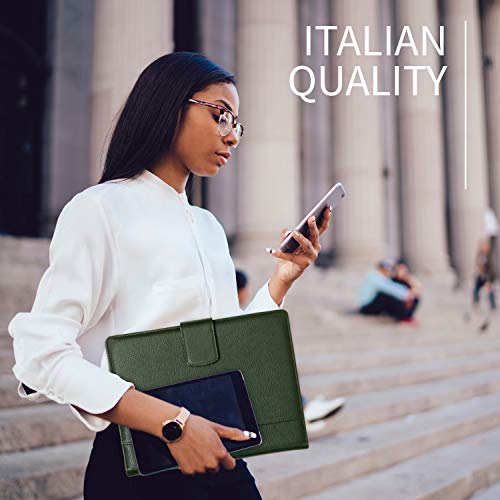 Image of Maruse Italian Leather Executive Padfolio, Folder Organizer with Magnetic Closure and Writing Pad, Handmade in Italy, Dark Green