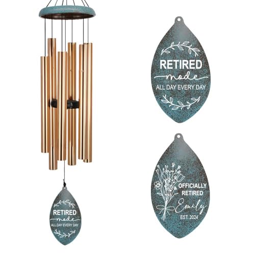 Image of ASTARIN Personalized Happy Retirement Gift, Retirement Wind Chimes for Women Men, 35 inch Large Deep Tone Wind Chime Retire Gifts for Teacher Co-Workers Boss Husband Friends Parents