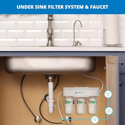 Image of Aquasana Under Sink Water Filter System - Reduces PFAS, Lead, & Chlorine in Drinking Water - Under Counter Claryum Filtration for Kitchen - 3-Stage - Oil-Rubbed Bronze Faucet - AQ-5300.62